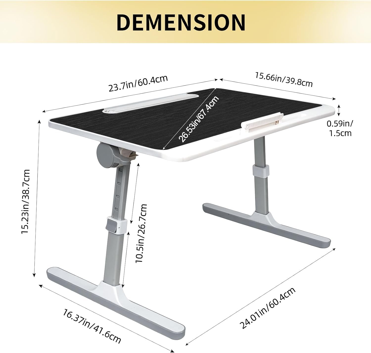 Lap Desk for Laptop, Portable Bed Table Desk, Laptop Desk with LED Light and Drawer, Adjustable Laptop Stand for Bed, Sofa, Study, Reading