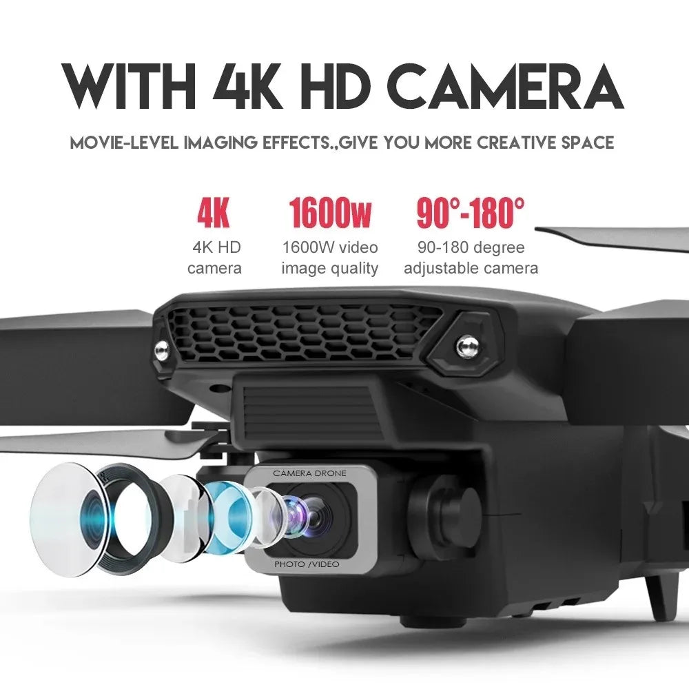 2024 E88Pro RC Drone 4K Professinal with 3 Battery 1080P Wide Angle HD Camera Foldable Helicopter WIFI FPV Height Hold Gift Toy